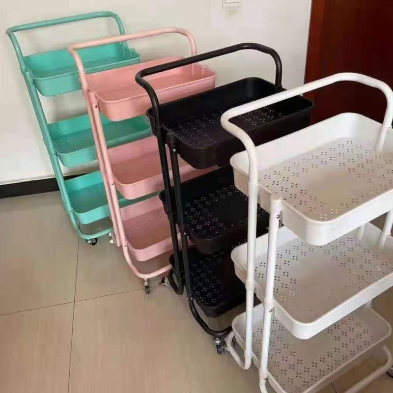 바닥 다층 단일 핸들 모바일 트롤리 선반